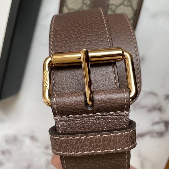 🆕  Authentic Gucci 85 Cm Brown GG Small Ophidia Fanny Pack Zip Pouch - Picture 5 of 13